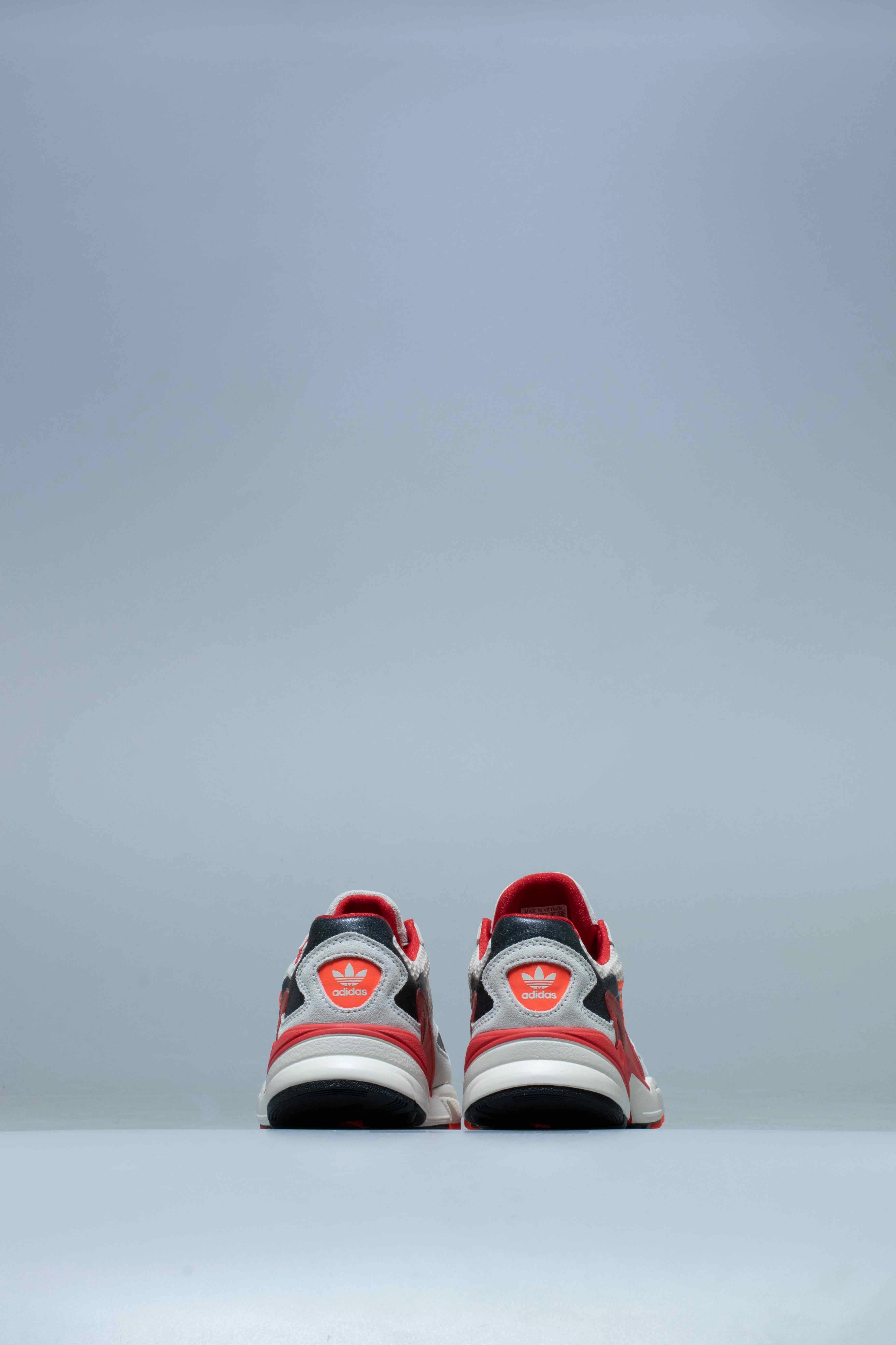 The Grinch Adidas Shoes Fiorucci Falcon Womens Shoe - Off White/Red/Solar Orange