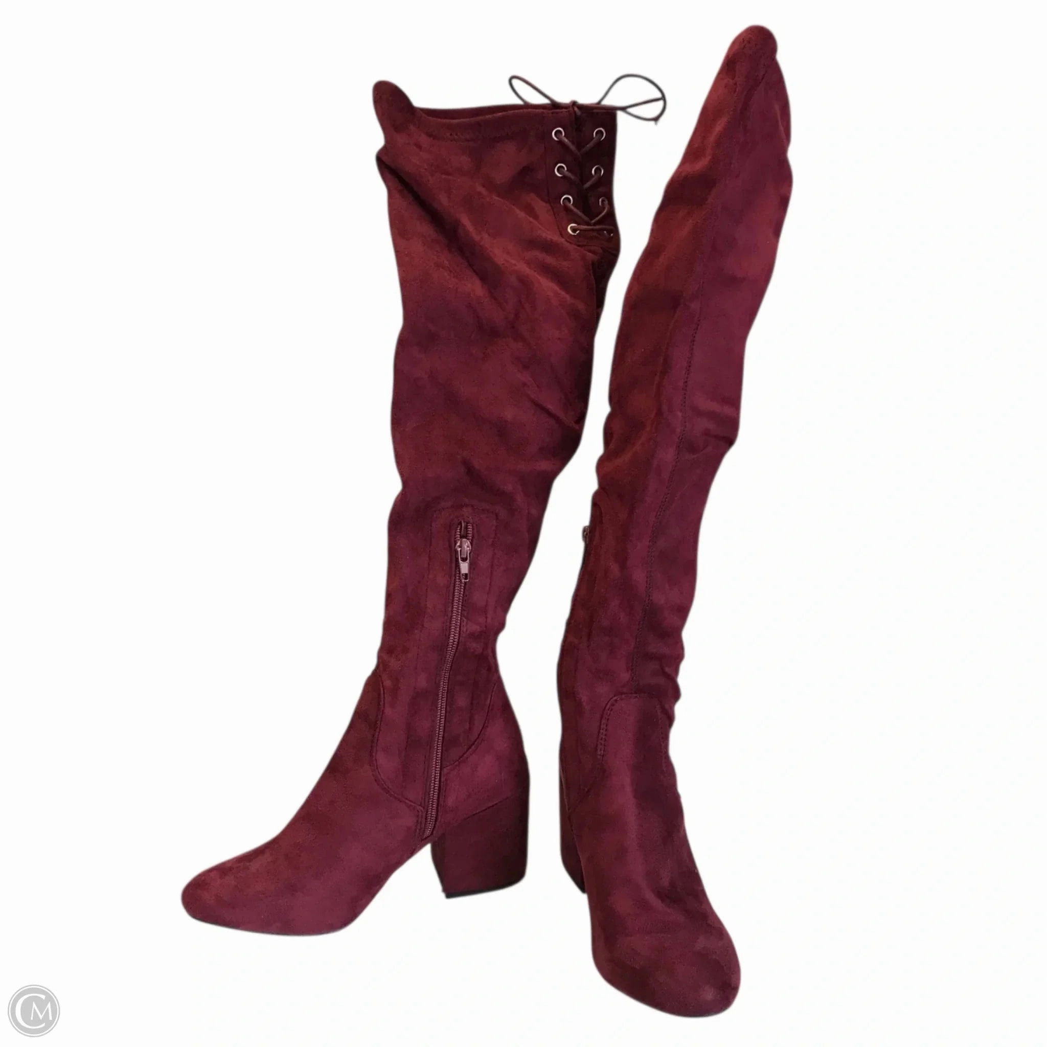 Boots Over-the-knee Heels By Wild Diva In Red, Size: 6.5 Kiss Boots