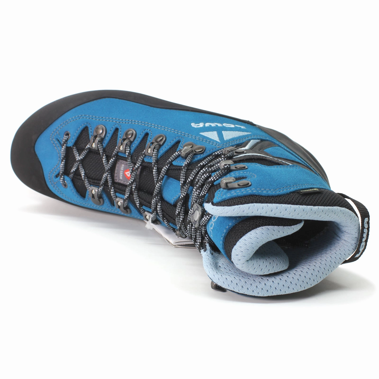 Ankle Boots To Wear With A Skirt Lowa Alpine Expert II GTX Suede Textile Women's Lace Up Turquoise Ice Blue Boots