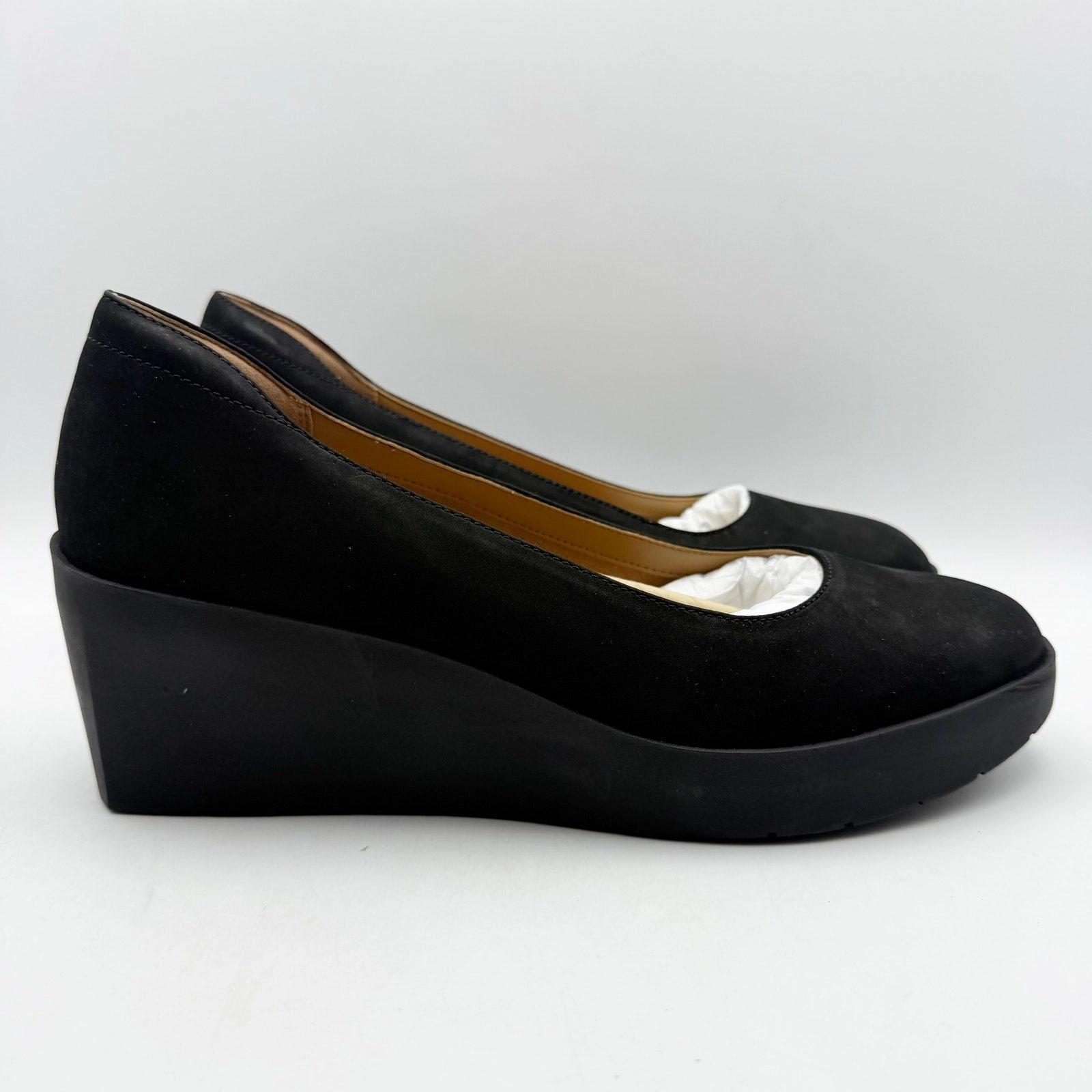 Secret Heels VIONIC Womens Sereno Wedge Heels US 10 M EU 41 Black Nubuck Leather NIB