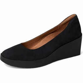 VIONIC Womens Sereno Wedge Heels US 10 M EU 41 Black Nubuck Leather NIB Calf Boots High Heel