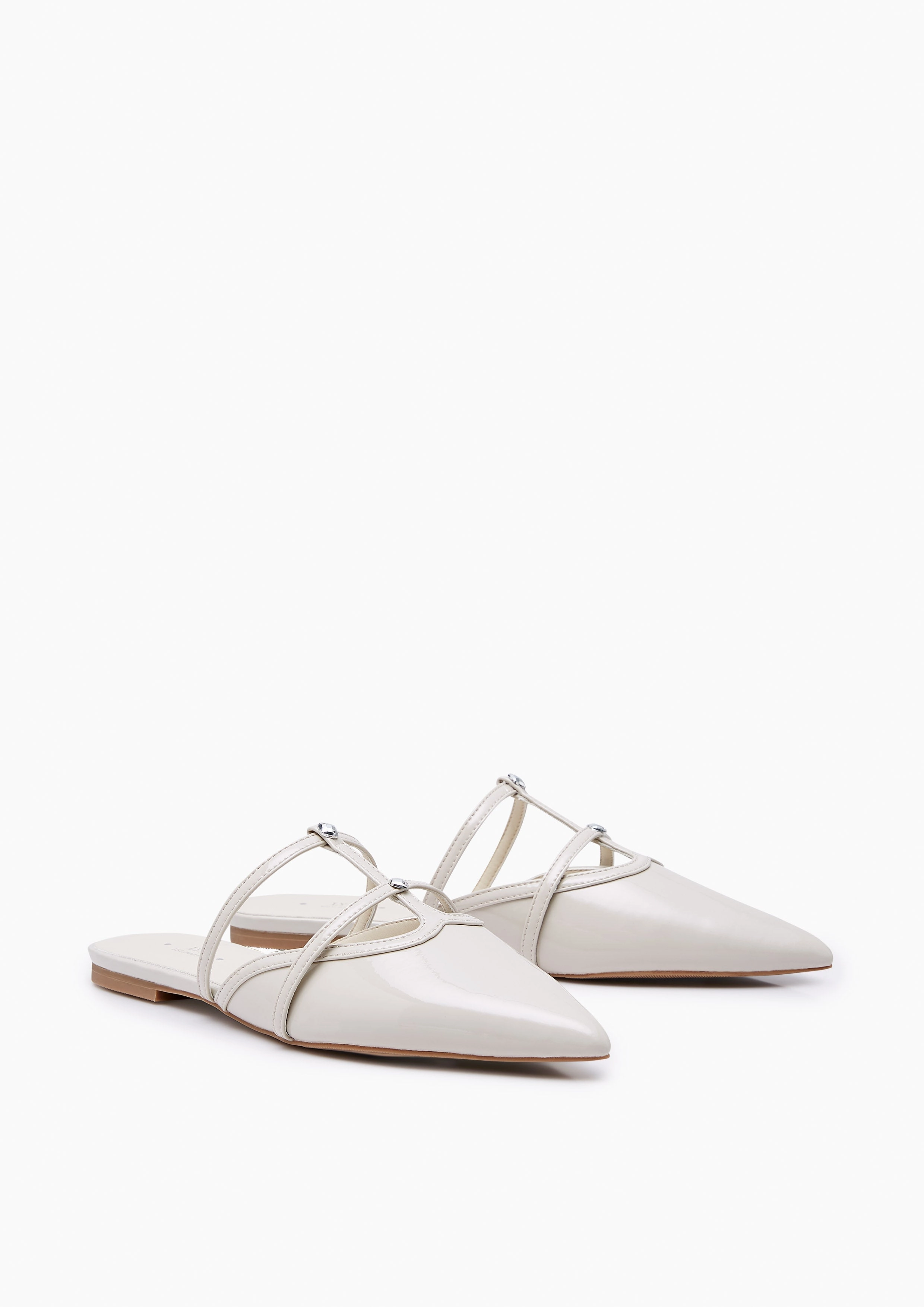 Semika Patent Sandals Light Grey Travel Flats Shoes