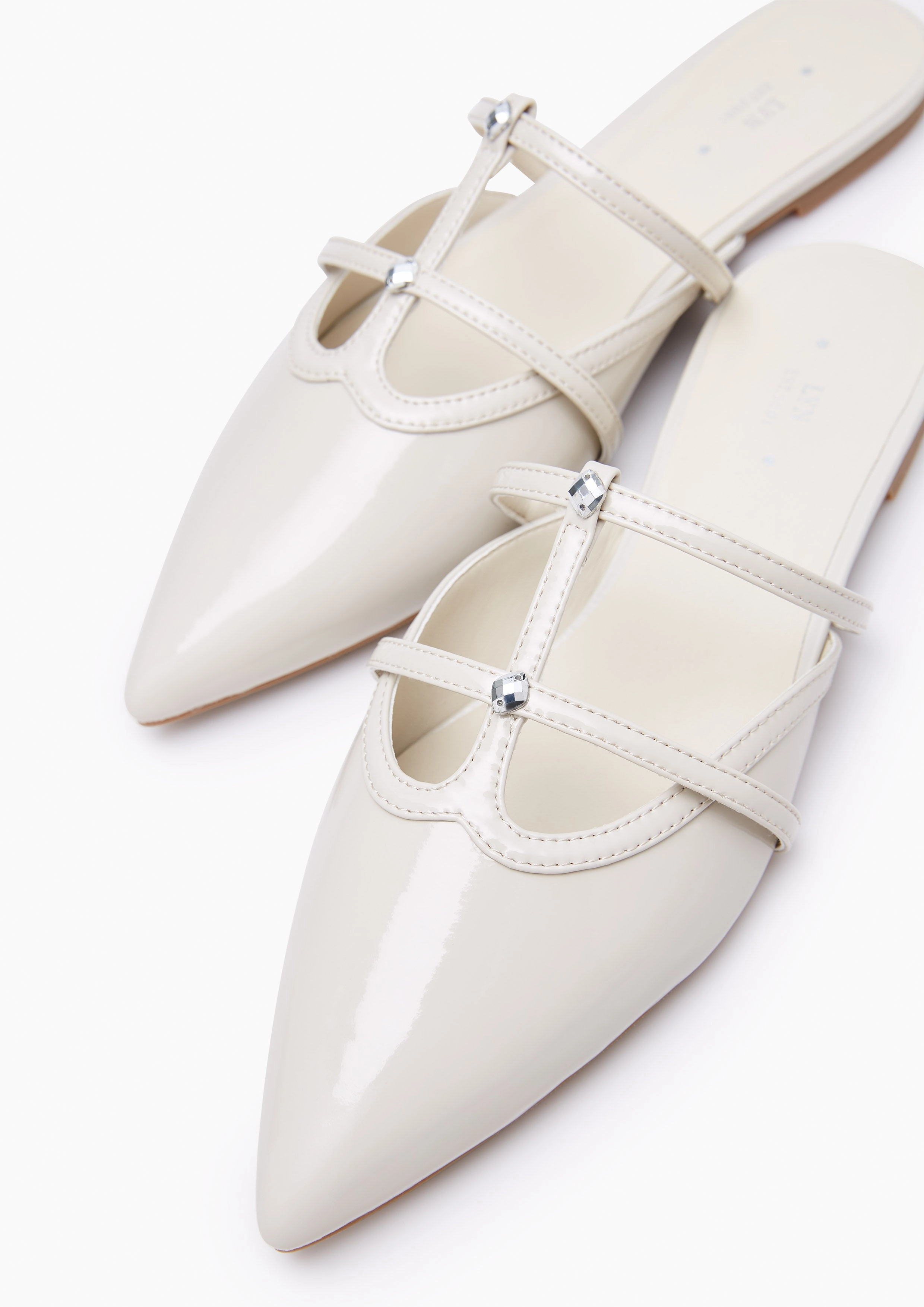 Semika Patent Sandals Light Grey Ballet Slippers Flats Shoes