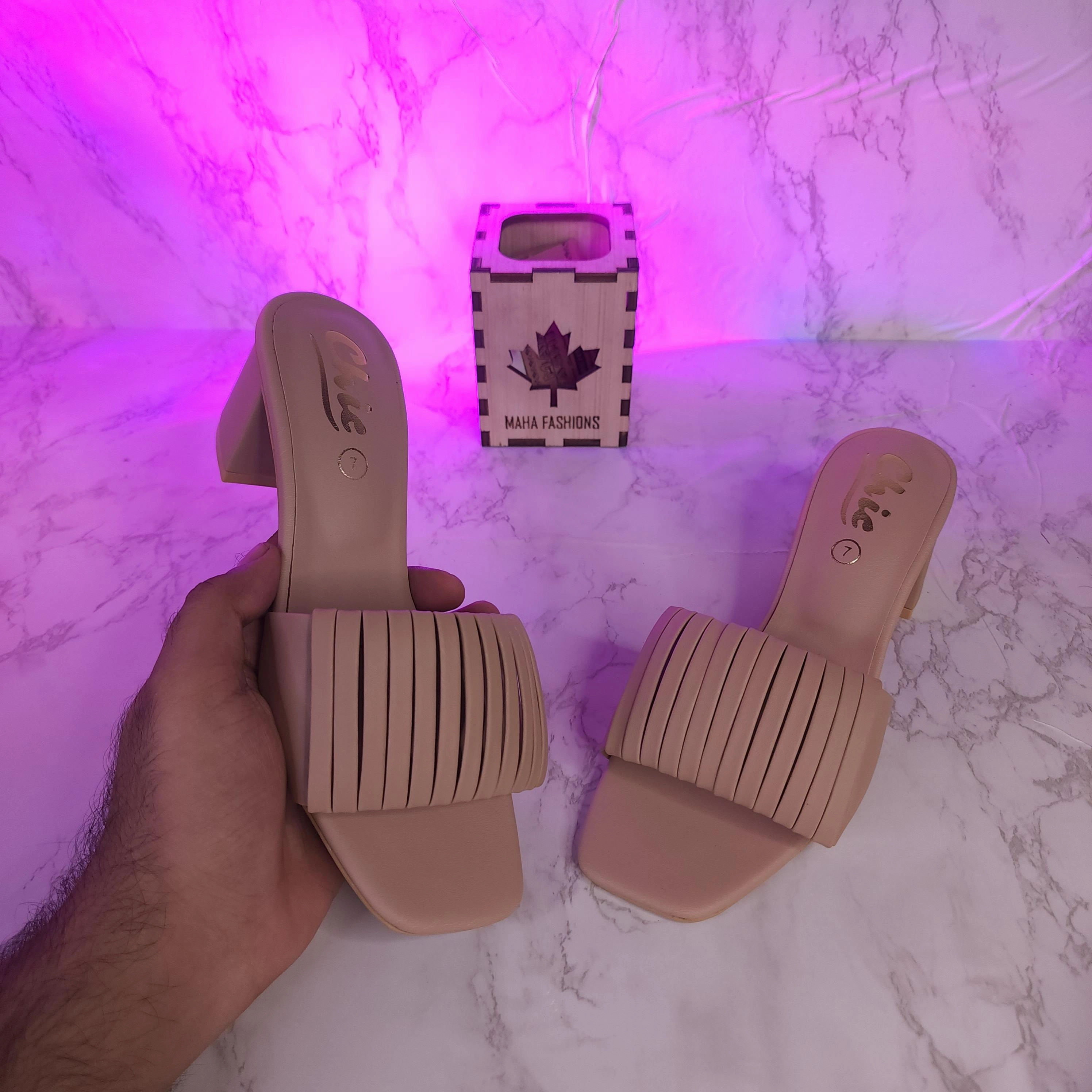 Knee High Open Toe Heels NDW-040 Beige