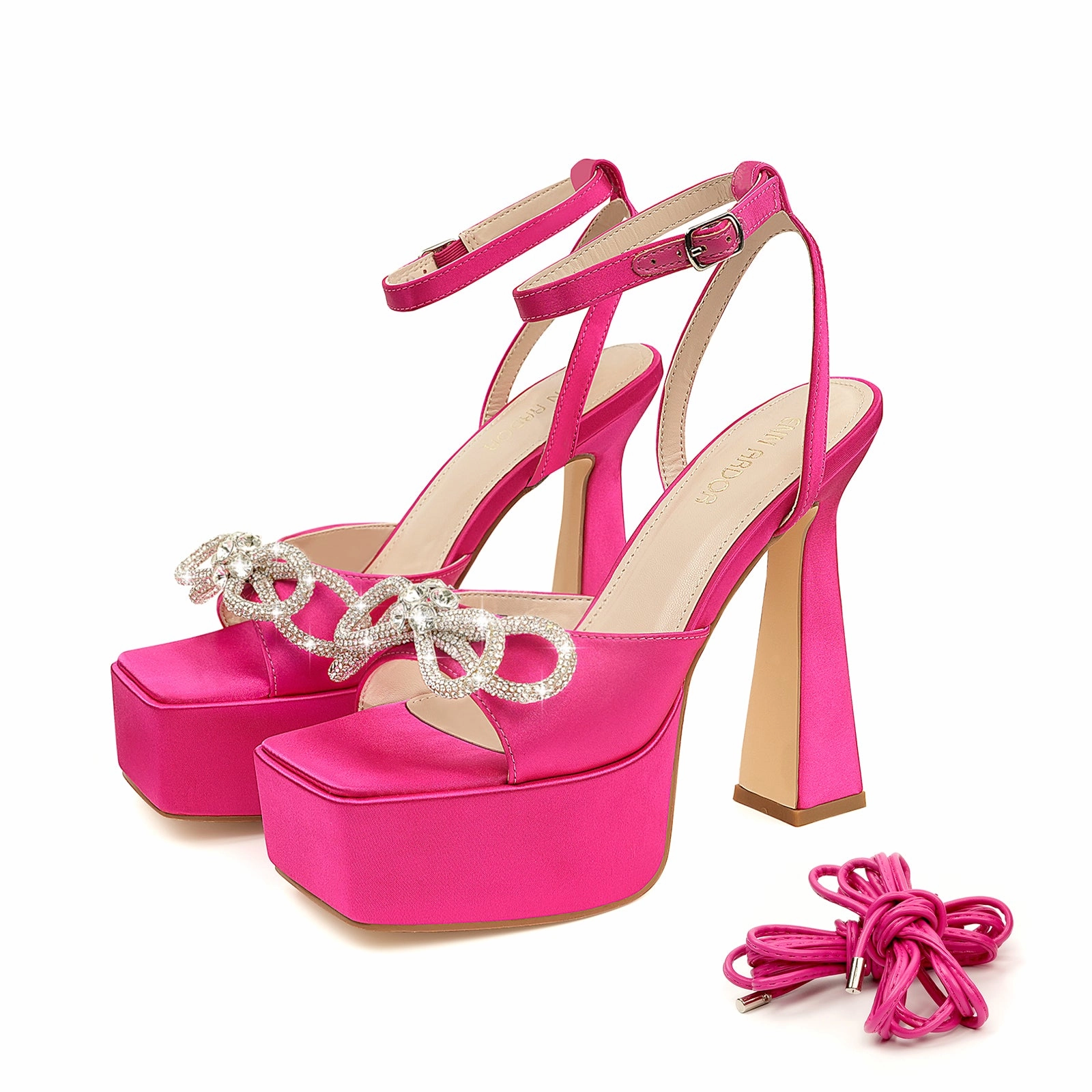 JENN ARDOR Womens Platform Heels Lace Up High Strappy Sandals 5 inch Chunky Prom Shoes (tie-up/buckle) Cute High Heels Shoes