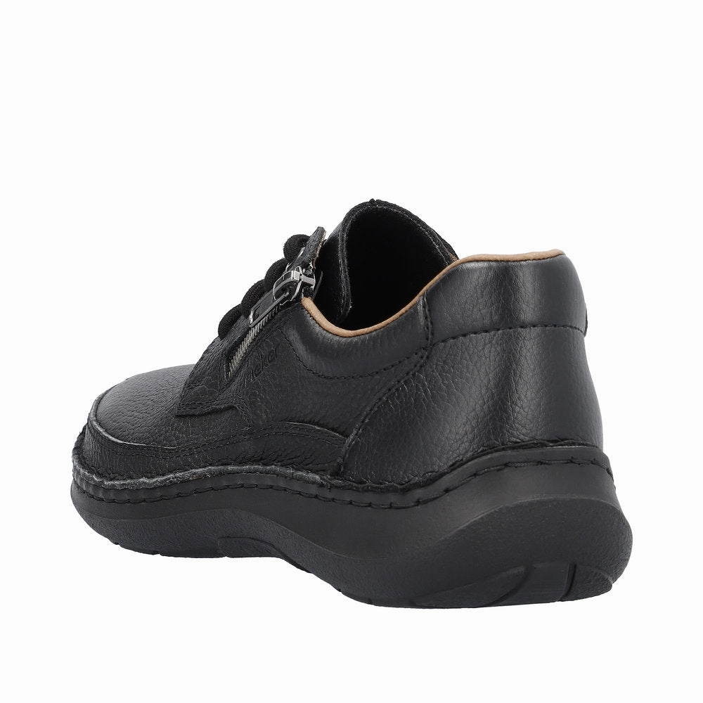 Climbing Shoes Sizes Rieker 03002-00 Sergio Mens Wider Fitting Black Leather Zip & Lace Shoes