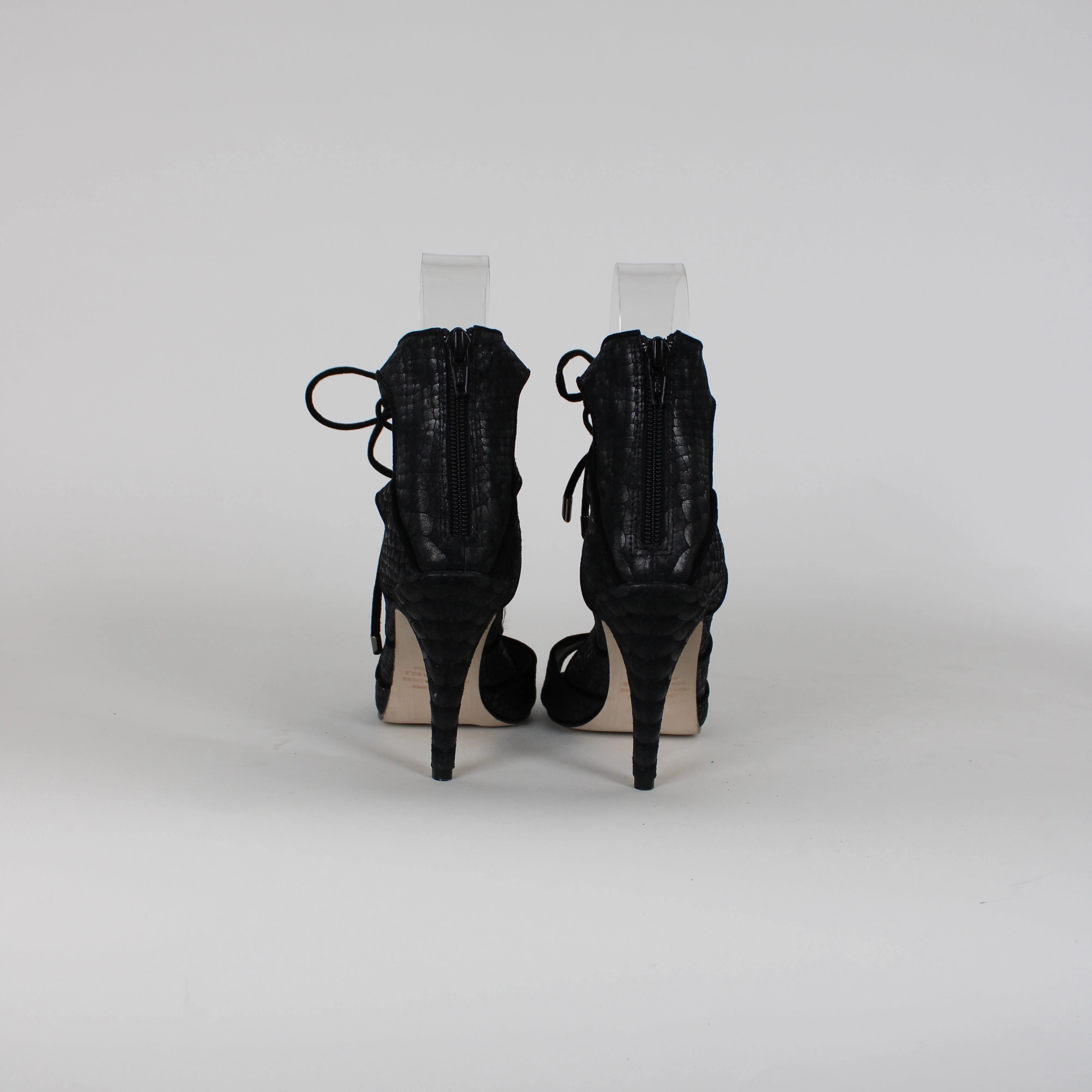 Open Toe High Heels Wayne Cooper Black Leather Heels