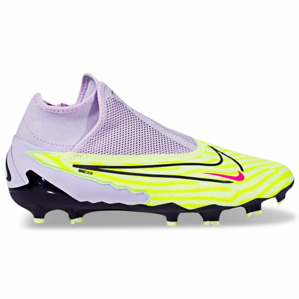 Purple And Yellow Soccer Cleats Nike Phantom GX Pro DF Firm Ground Soccer Cleats (Barely Volt/Gridiron)