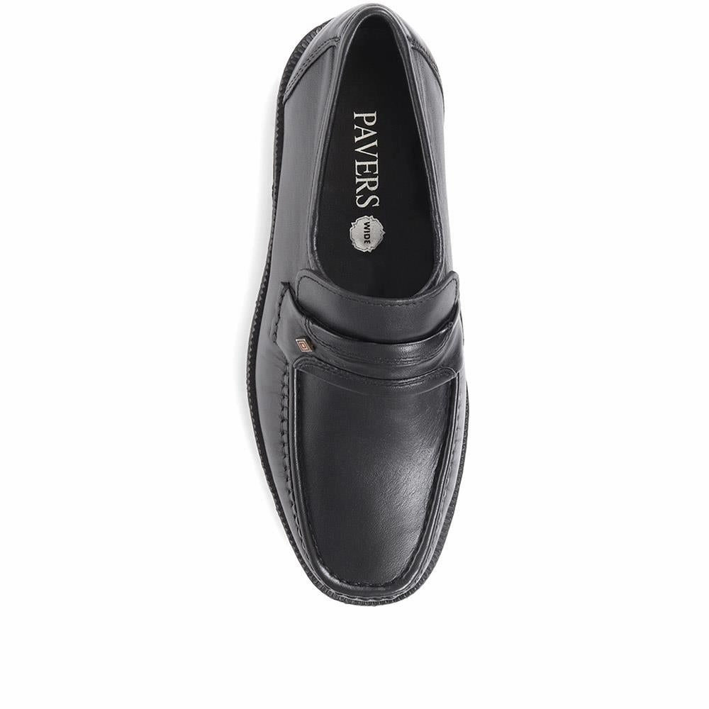 Wide Fit Classic Leather Loafers - NAP35027 / 322 486 - Black Wedge Loafers Shoes