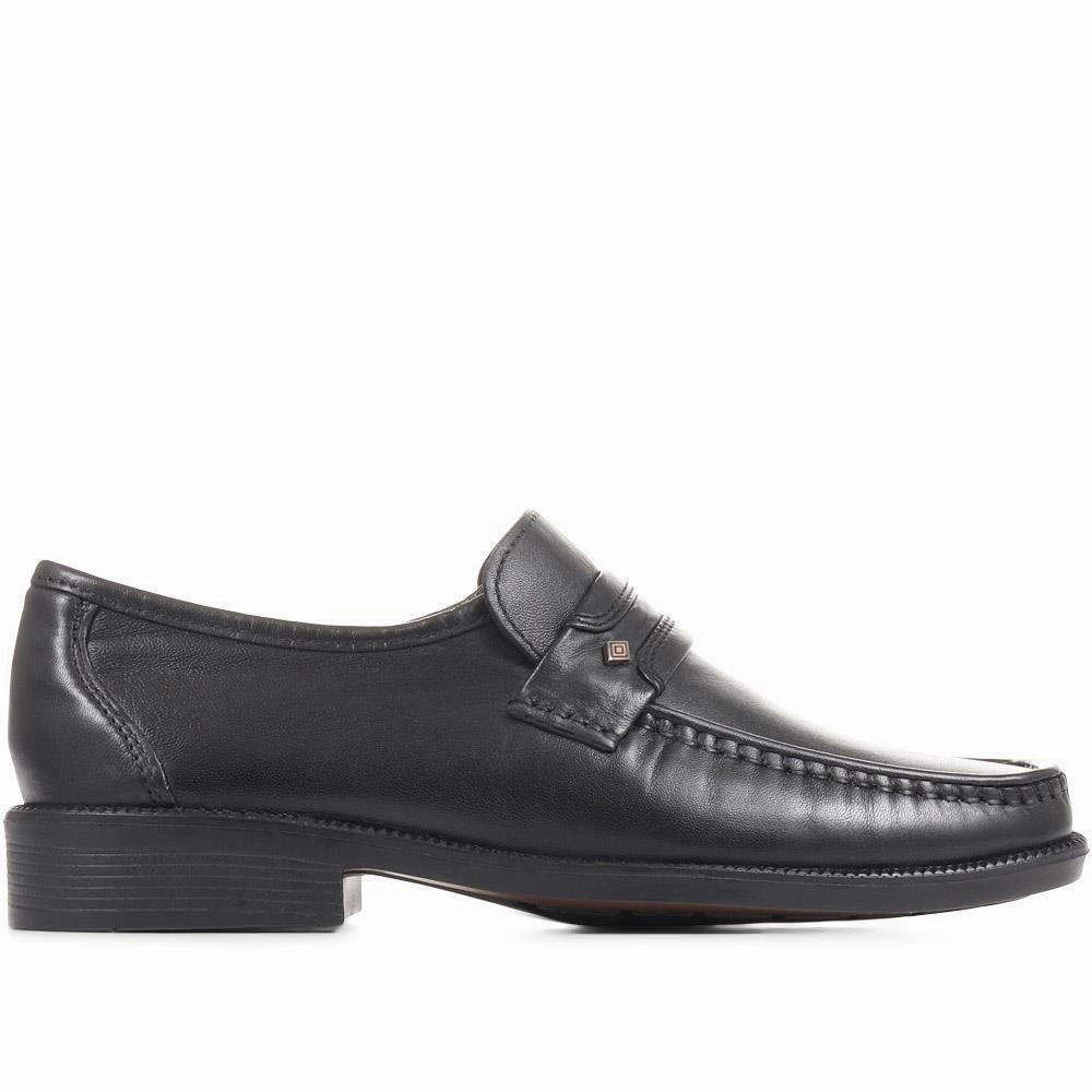 Wide Fit Classic Leather Loafers - NAP35027 / 322 486 - Black Horse Bit Loafers