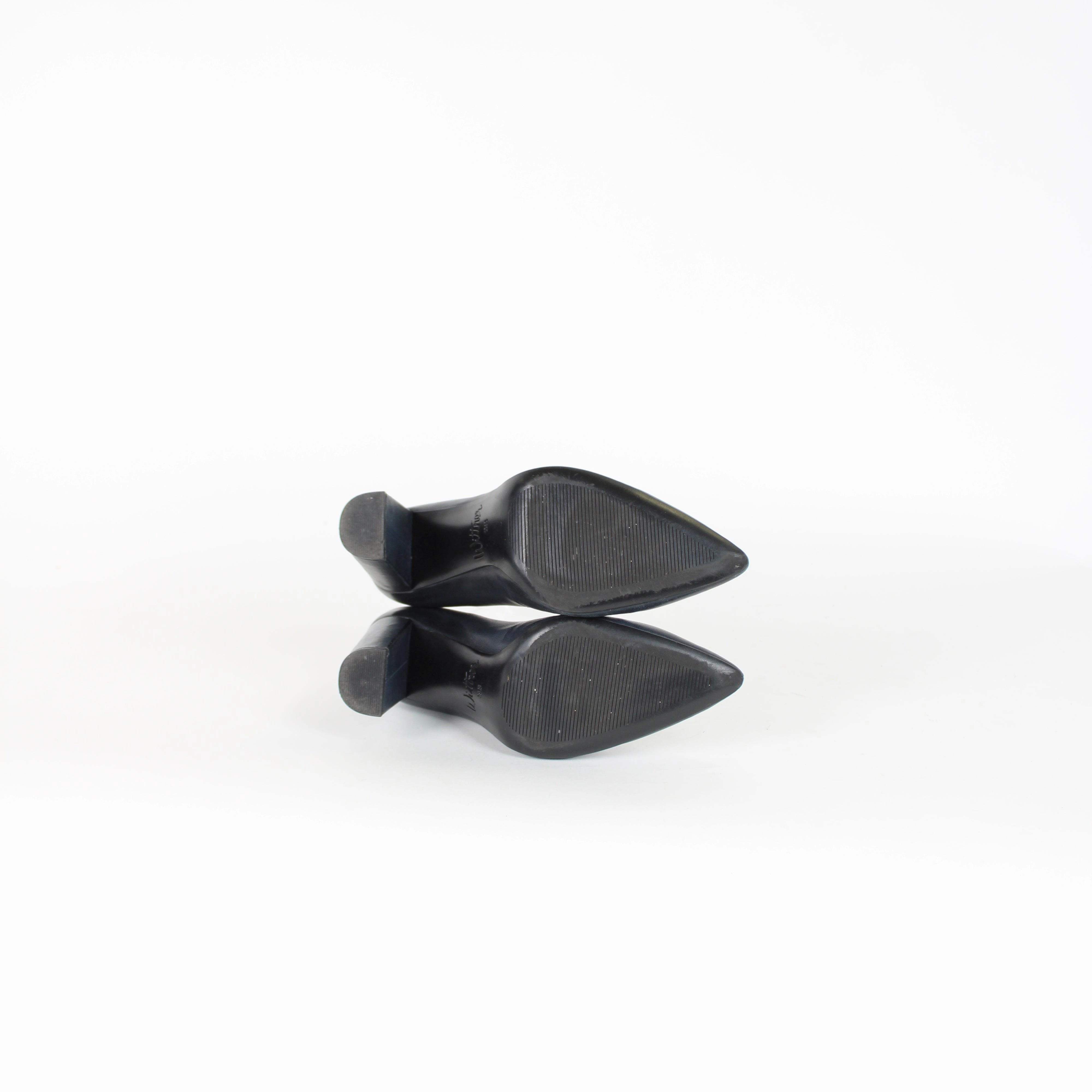 Wittner Navy Block Heels High Heel Shoes With No Back