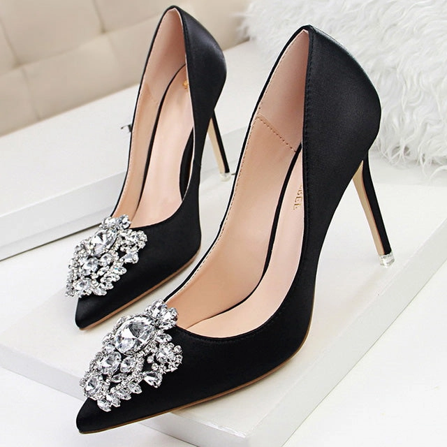 Women Pumps Crystal High Heels Shoes Spring Women Shoes Fashion Pointed Toe High Heels Wedding Shoes High Heels Platform