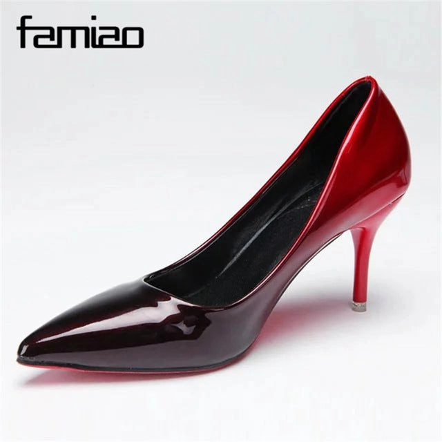 Women pumps Fashion pointed toe patent leather stiletto high heels shoes Spring Summer Wedding Shoes woman high heels Hologram High Heels