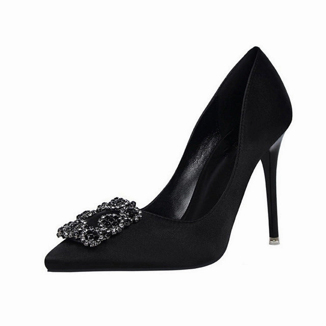 Flat Heel Boots Knee High Women Pumps Shoes High Heels Sexy Fashion Crystal Women Heel Shoes Pink Pointed Toe Extreme High Heels Ladies Shoes Women Pumps