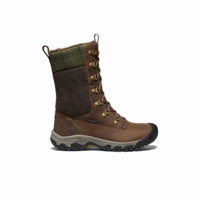 Women's Greta Tall Waterproof Boot  |  Dark Earth/Green Plaid Keen Ridge Flex Mid Hiking Boots