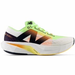 New Balance 860 For Women Women's New Balance FuelCell Rebel v4, White/Bleached Lime Glo/Hot Mango, 6.5 B Medium