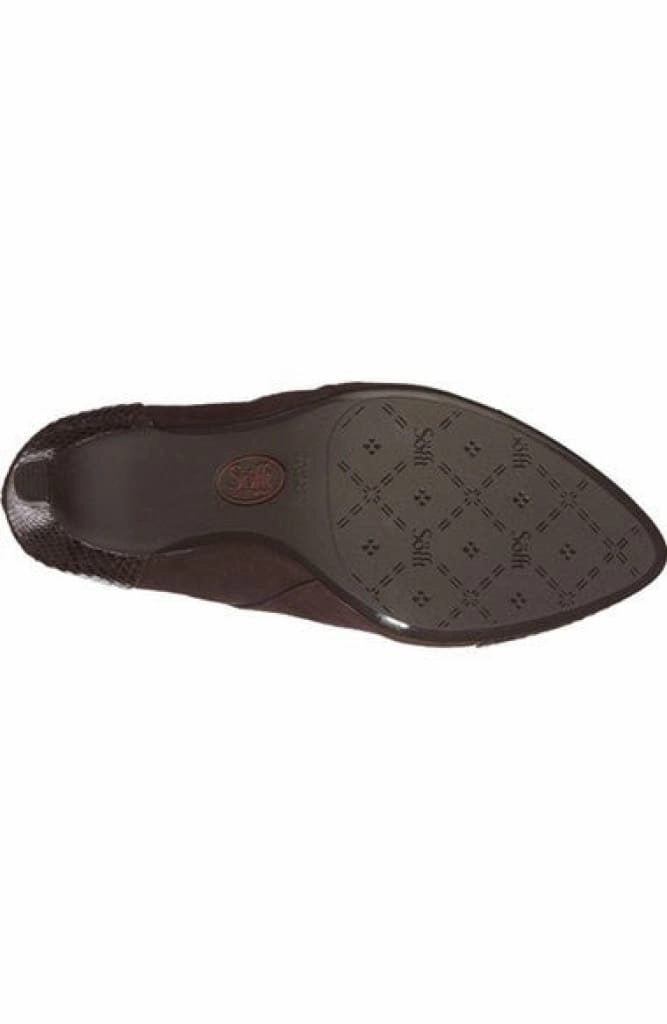 Women's Sfft 'Pavan' Round Toe Black Suede Snake Skin Embossed Ankle Boot Perforated Leather Ankle Boots