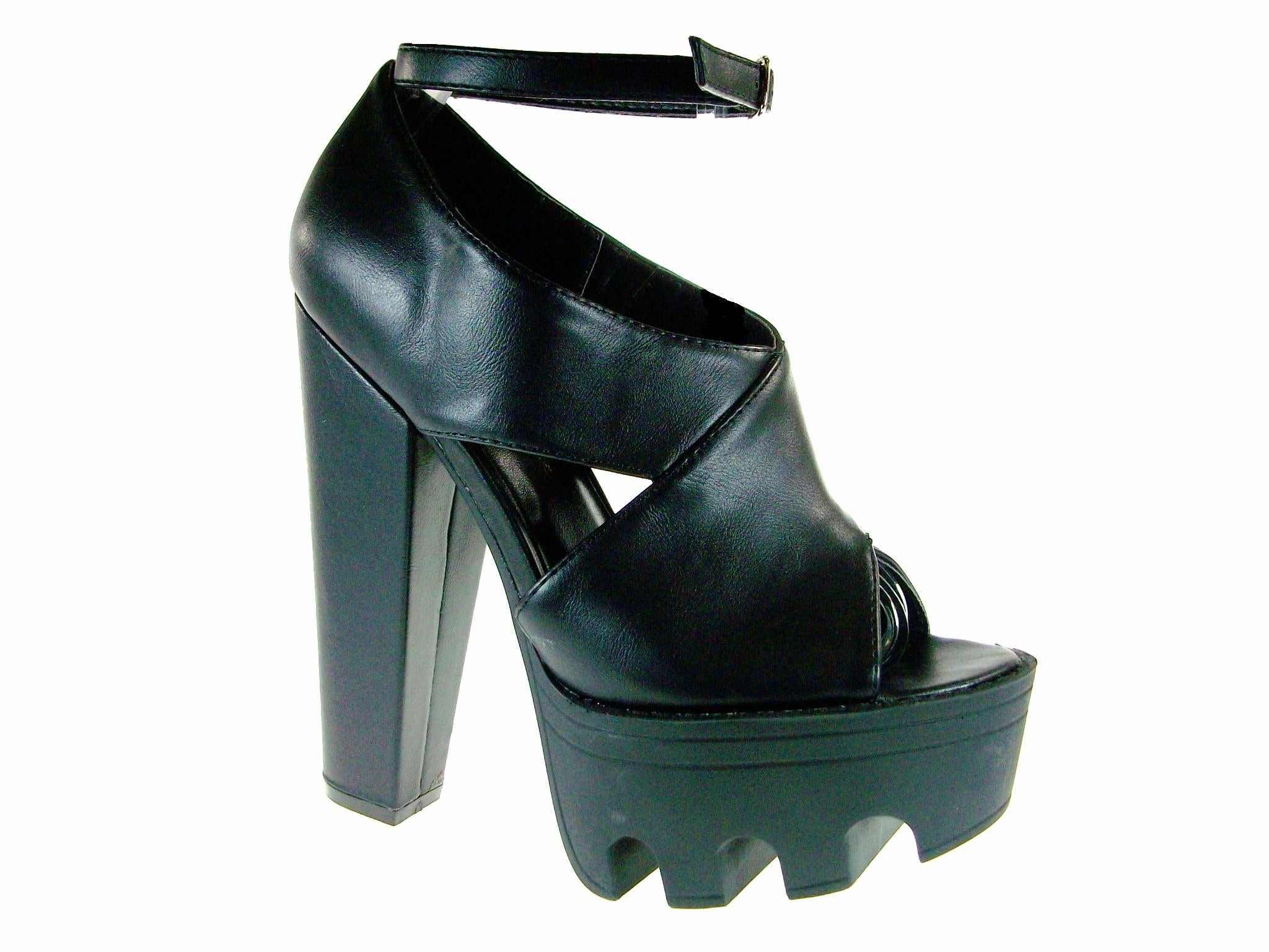 High Heeled Shoe Women's Vive-01 Open Toe Chunky Platform Heel Sandals