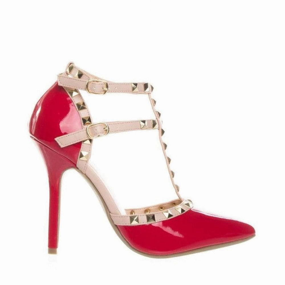 Style High Heel Shoes Women's Wild Diva Adora-64 Studded Pointy Toe Heels