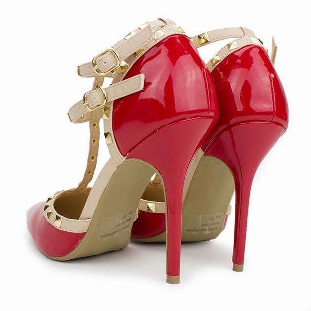 Fishnet Thigh High Heels Women's Wild Diva Adora-64 Studded Pointy Toe Heels