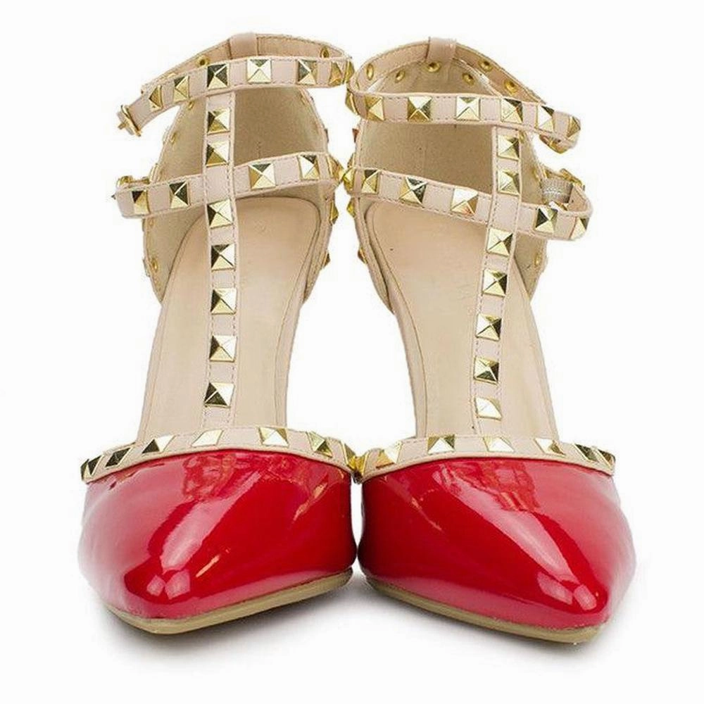 Women's Wild Diva Adora-64 Studded Pointy Toe Heels Business Casual High Heels