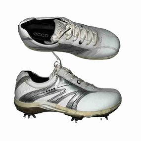 Womens Ecco Spiked Golf Shoe 38EU  White/Silver Gortex Leather Break In Climbing Shoes Reddit