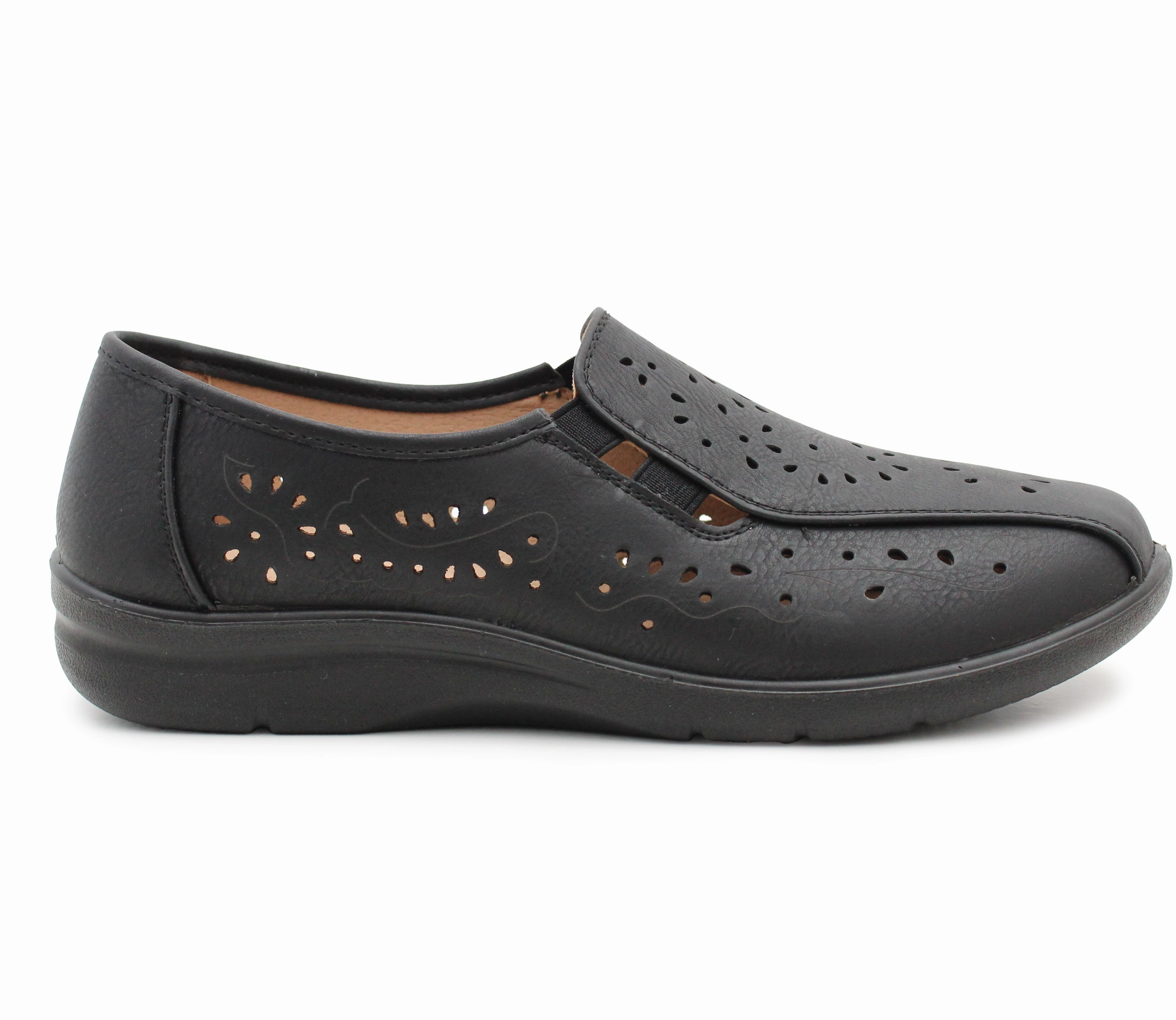 Womens Slip On Elastic Loafers Flat Ladies Casual Breathable Office Nurse Pumps Shoes Black Kaveh Loafers