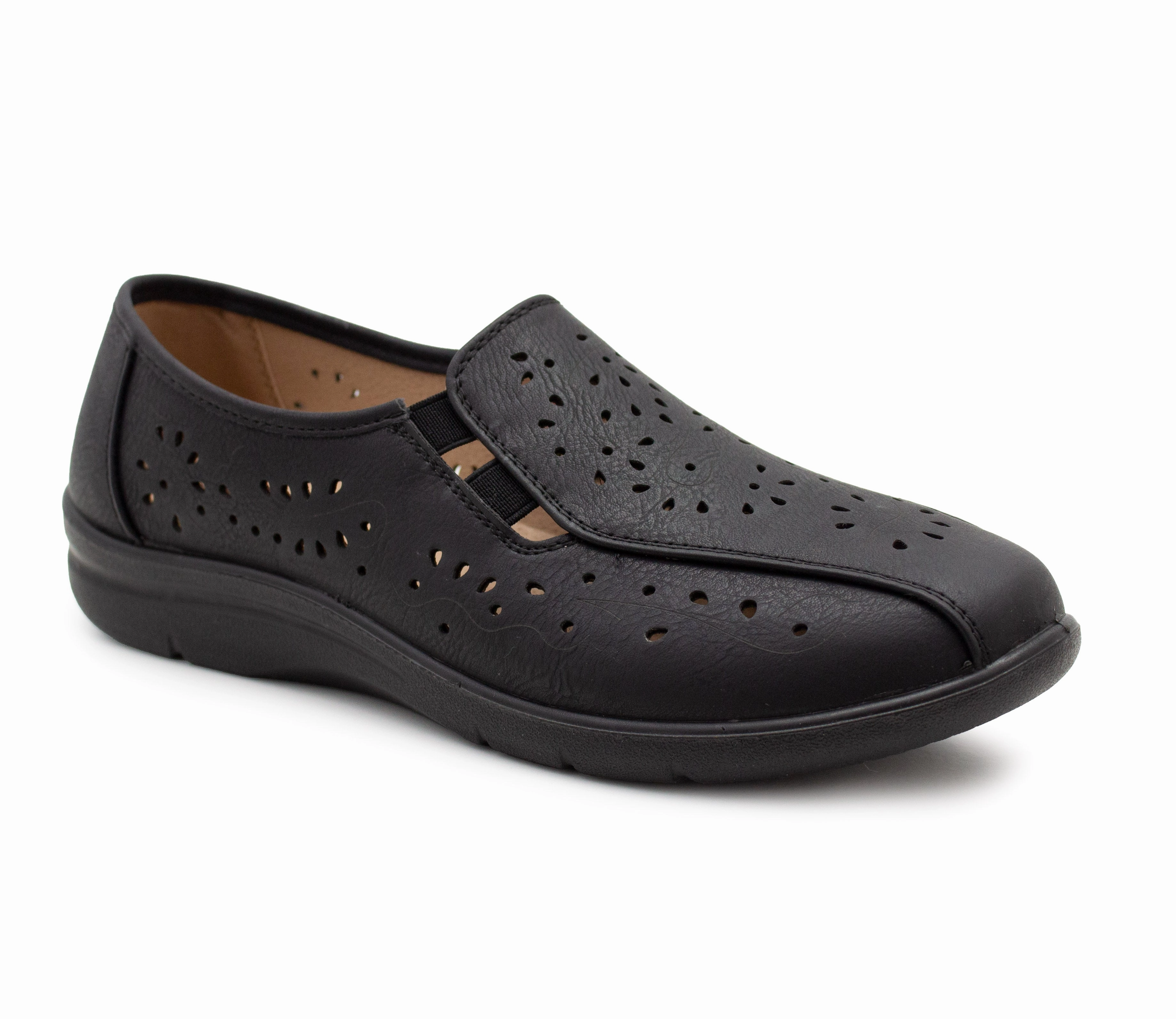 Womens Slip On Elastic Loafers Flat Ladies Casual Breathable Office Nurse Pumps Shoes Black Original Loafers