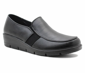 Adrian Virginia Leather Tassel Loafers Womens Slip On Loafers Black PU Ladies Casual Smart Twin Gusset Low Wedge Flat Office Moccasin Pumps Shoes