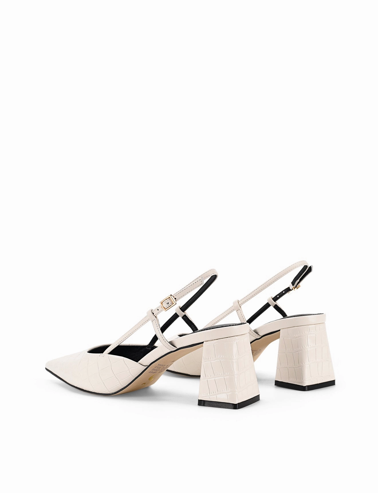 Soled High Heels Yasmine Slingback Heels - Chalk White Croc Leather