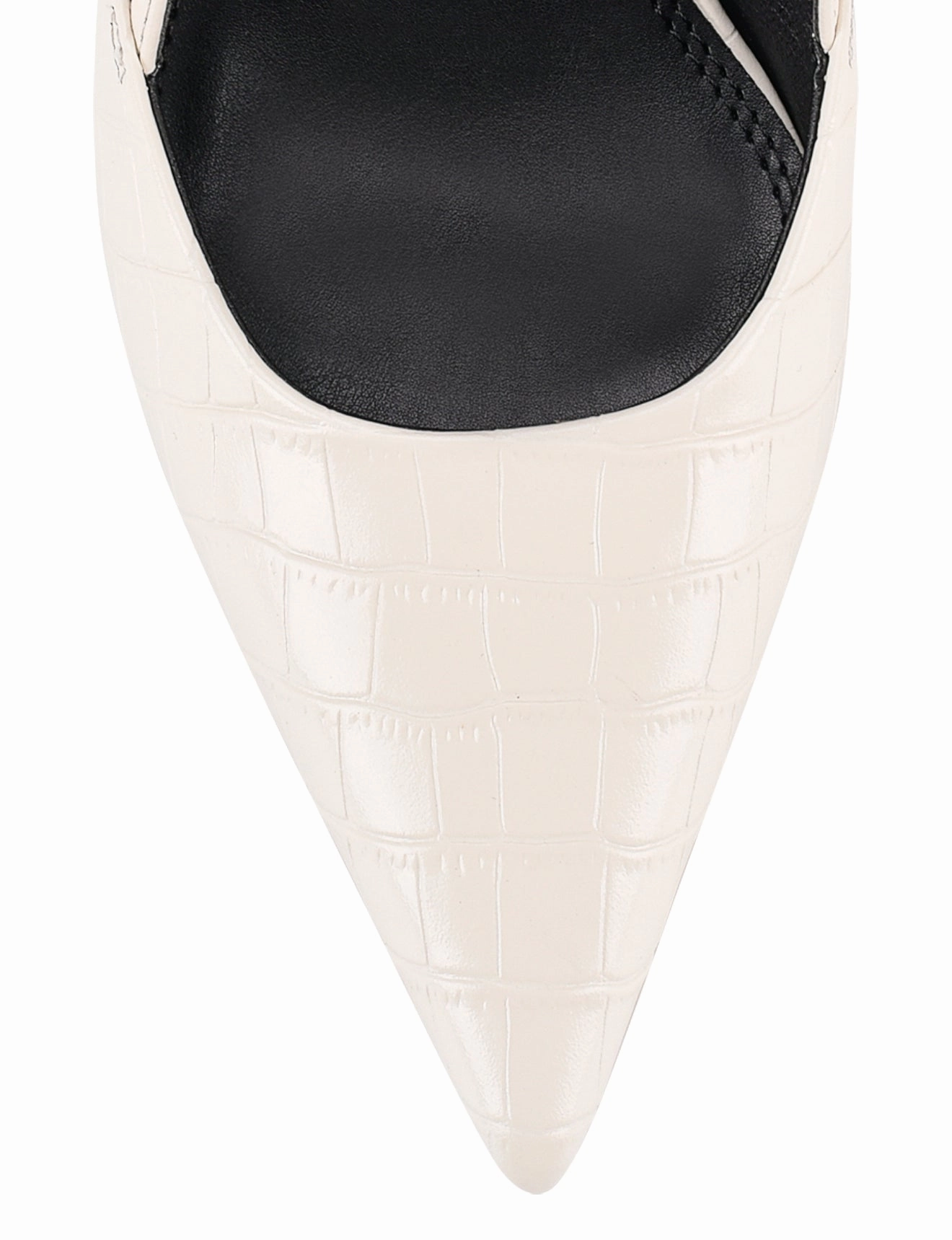 Yasmine Slingback Heels - Chalk White Croc Leather Shoe Chair High Heel