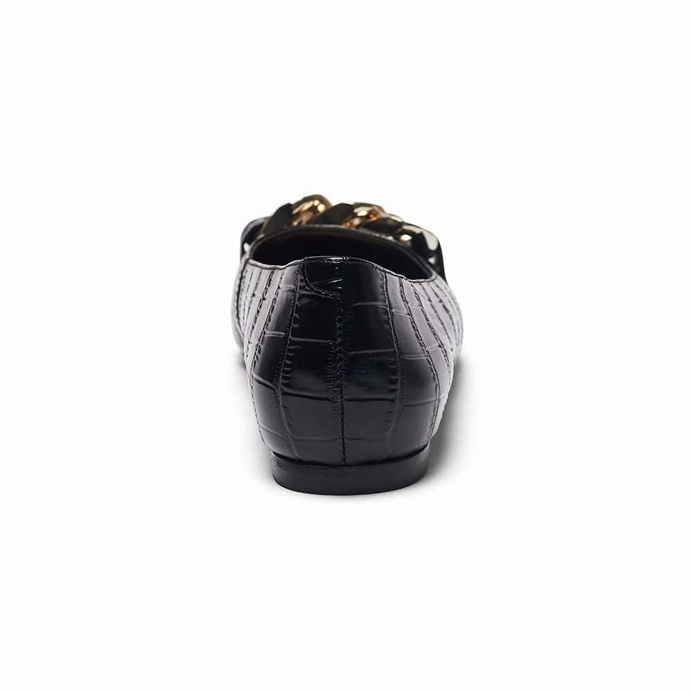 Lacey Flat in Black Croc Leather Flat Dressy Shoes