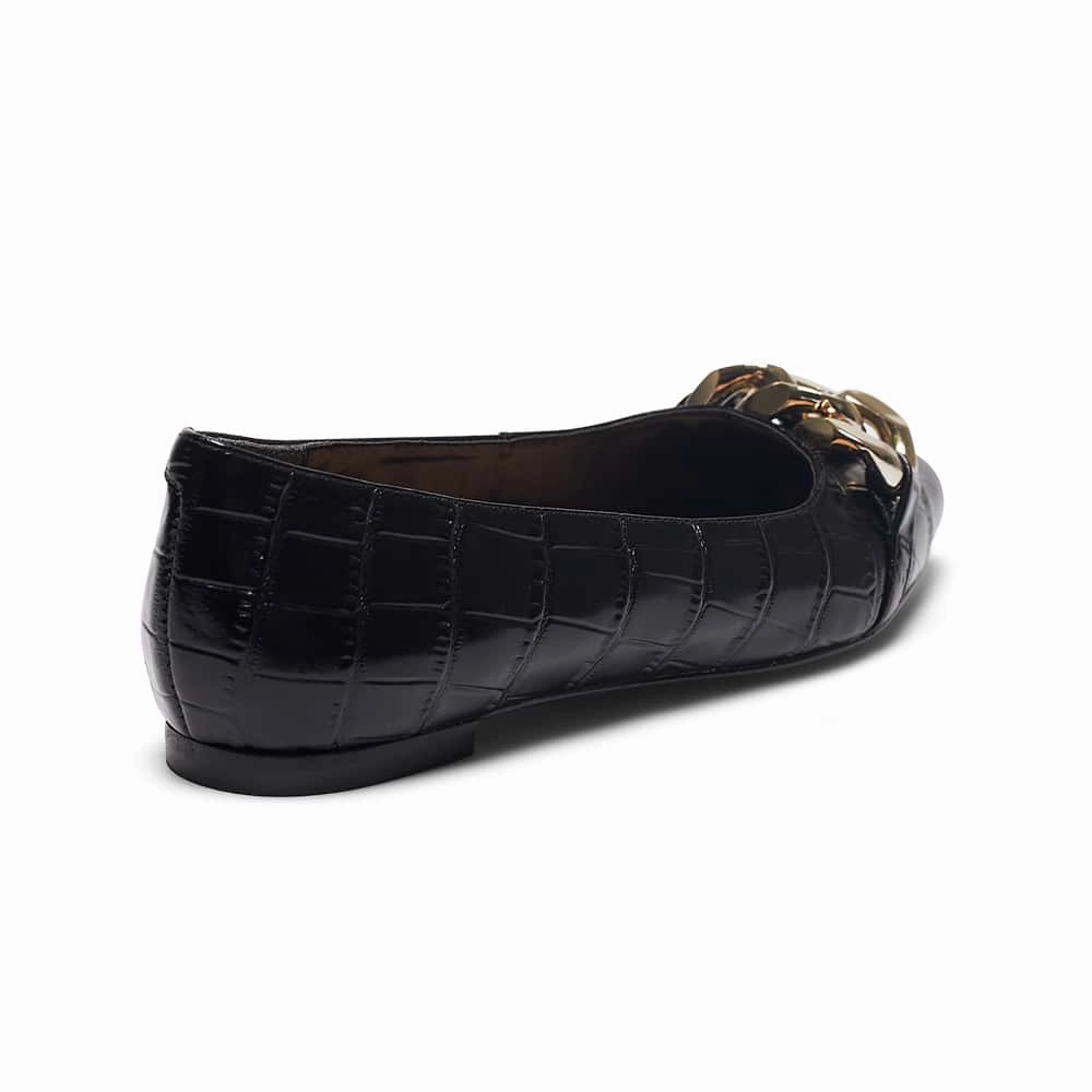 Best Office Shoes For Flat Feet Lacey Flat in Black Croc Leather